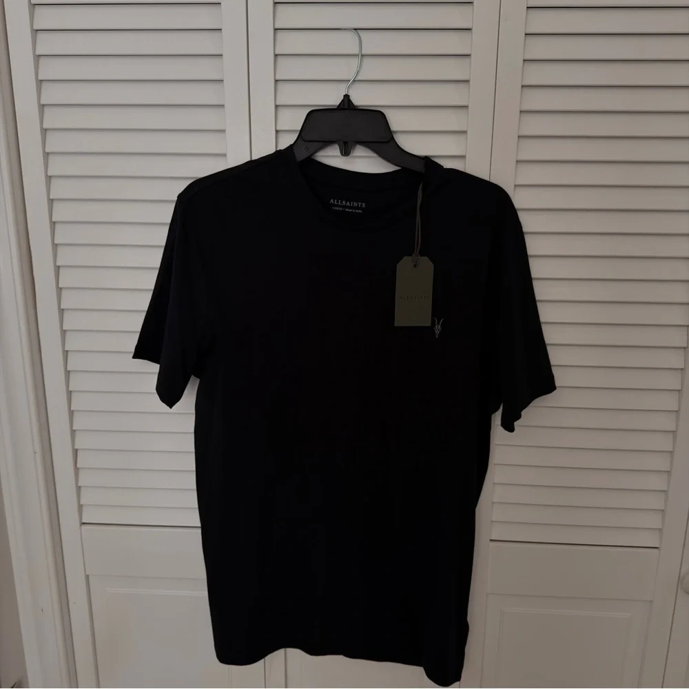 AllSaints Black Short Sleeve Tonic Crew Tee - Picture 3 of 4